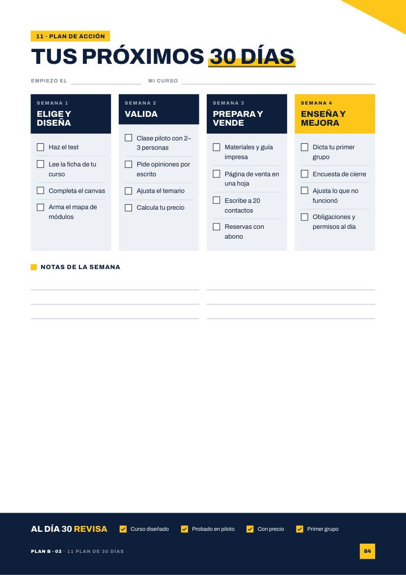 Plan de 30 días para lanzar tu curso