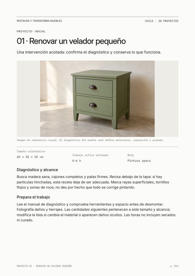 Proyecto para renovar un velador